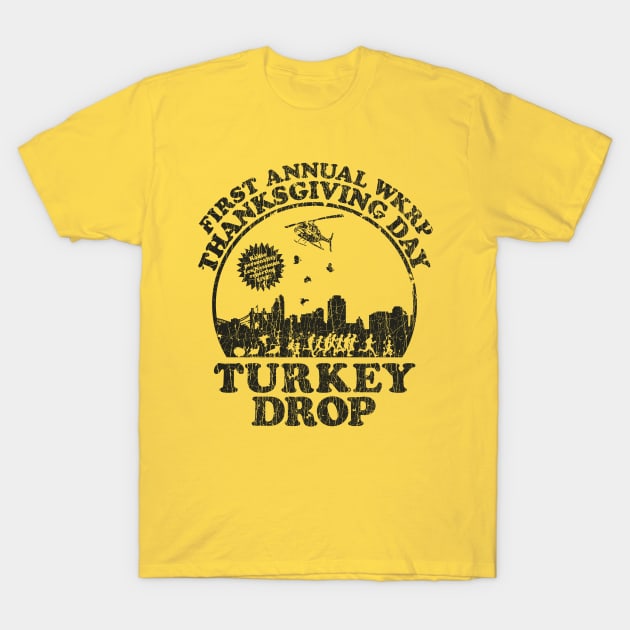 VINTAGE -  WKRP TURKEY DROP BLACK T-Shirt by maskangkung